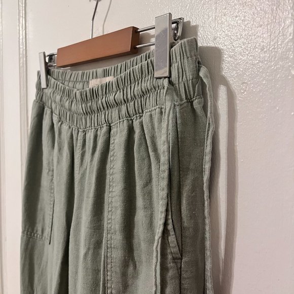 Calvin Klein Linen Pants, Soft Natural Green, US 2 - Picture 3 of 6
